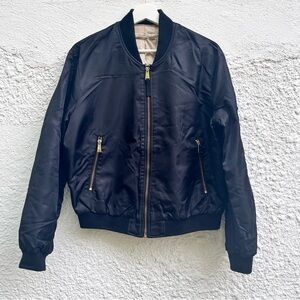 ZARA black bomber jacket with polished gold zippers size M